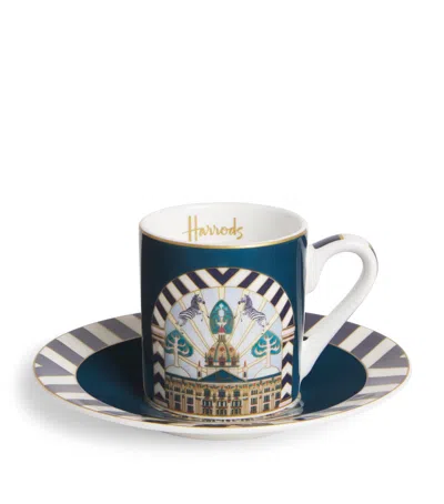Harrods Bone China Enchanted Emporium Building Espresso Cup And Saucer In Multi