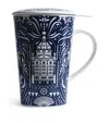 Harrods Bone China Knights Of Brompton Mug And Tea Strainer In Blue