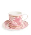 Harrods Bone China Menagerie Espresso Cup And Saucer In Pink