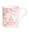 Harrods Bone China Toile Mug In Pink