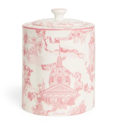 Harrods Bone China Toile Tea Caddy In Pink