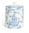Harrods Bone China Toile Tea Canister In Blue