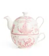 Harrods Bone China Toile Tea For One Set In Pink