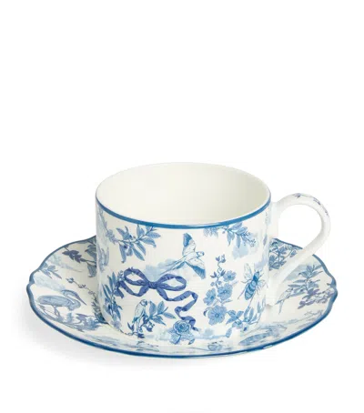 Harrods Toile Teacup And Saucer In Blue