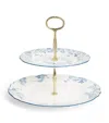 Harrods Bone China Toile Two-tier Cake Stand In Blue