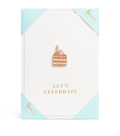 Harrods Cake Pin Badge Card In Gold