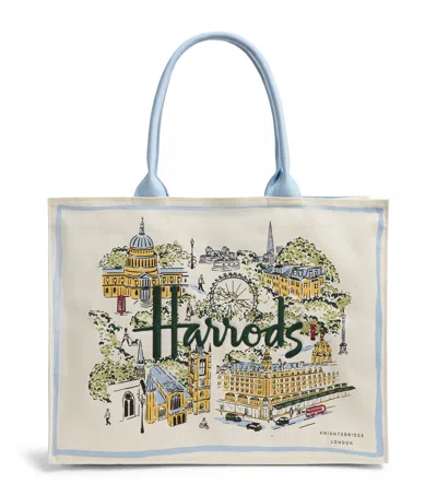 Harrods Canvas City Stories Tote Bag In Ivory
