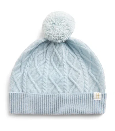 Harrods Kids' Cashmere Cable-knit Beanie In Blue