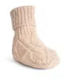 Harrods Cashmere Cable-knit Booties In Beige