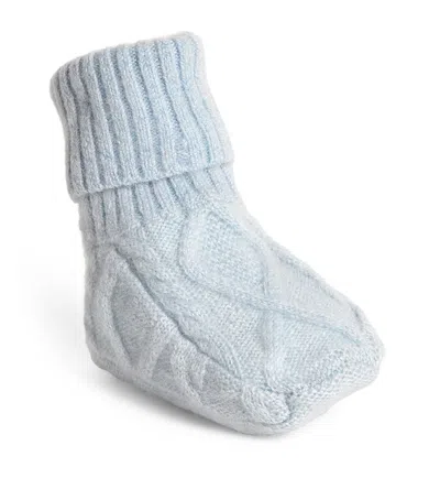 Harrods Kids' Cashmere Cable-knit Booties In Blue