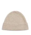Harrods Cashmere Ribbed Beanie In Beige