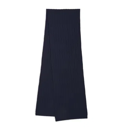 Harrods Cashmere Ribbed Scarf In Navy