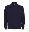 Harrods Cashmere Zip-up Sweater In Navy