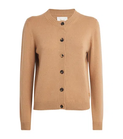 Harrods Cashmere-cotton Cardigan In Neutral