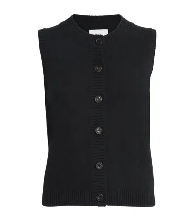 Harrods Cashmere-cotton Sweater Vest In Black