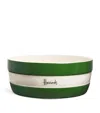 Harrods Ceramic Cornish Stripe Pet Bowl In Green