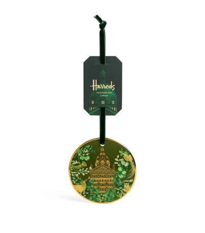 Harrods Ceramic Flat  Bauble In Green