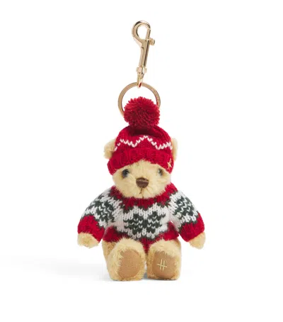 Harrods Christmas Bear Keyring In Green