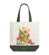 Harrods Christmas Bear Tote Bag In Green