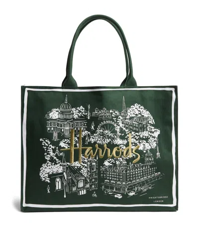 Harrods City Stories Shoulder Tote Bag In Green