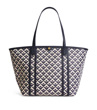 Harrods Coated Canvas Geometric Tote Bag In Blue