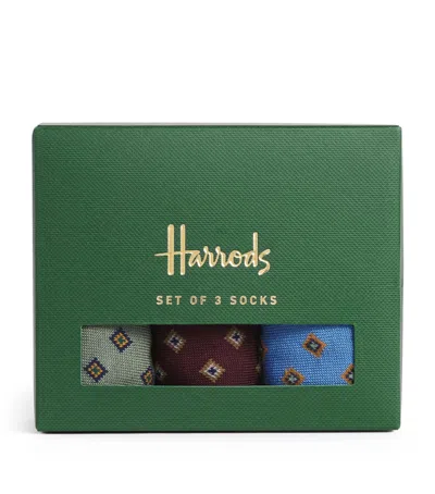 Harrods Cotton-blend Diamond Socks In Multi
