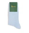 Harrods Cotton-blend Ribbed Socks In Blue
