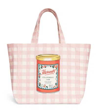 Harrods Cotton Canvas Jam Tote Bag In Pink