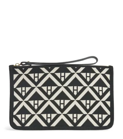 Harrods Cotton Geometric Pouch In Black