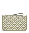 Harrods Cotton Geometric Pouch In Green