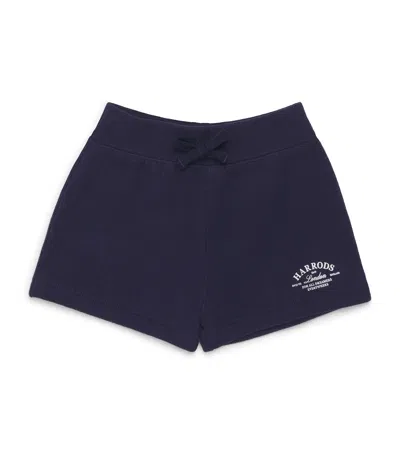 Harrods Kids'  Cotton Jersey Logo Shorts In Blue
