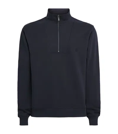 Harrods Cotton Jersey Quarter-zip Sweatshirt In Blue