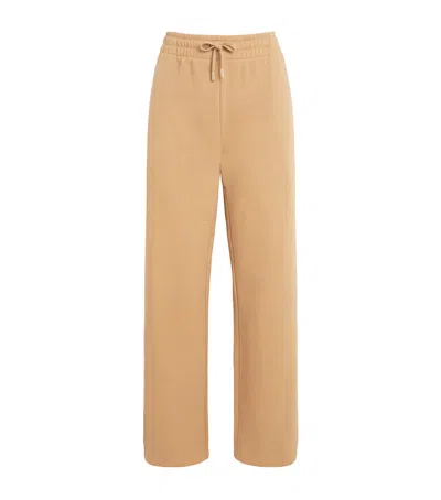 Harrods Cotton Jersey Wide-leg Sweatpants In Brown
