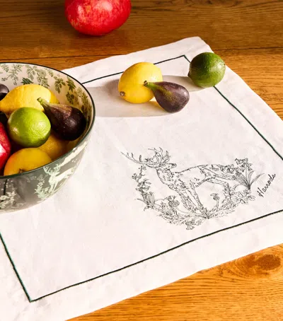 Harrods Cotton-linen Toile Napkins In Green