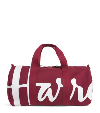Harrods Cotton Logo Barrel Bag In Burgundy