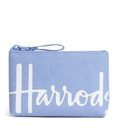 Harrods Cotton Logo Coin Purse In Blue