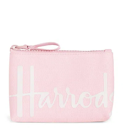 Harrods Cotton Logo Coin Purse In Pink