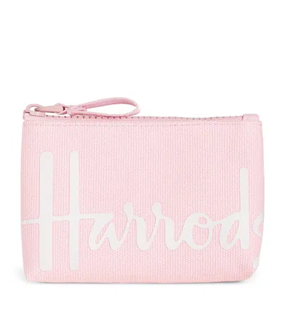 Harrods Cotton Logo Coin Purse In Pink