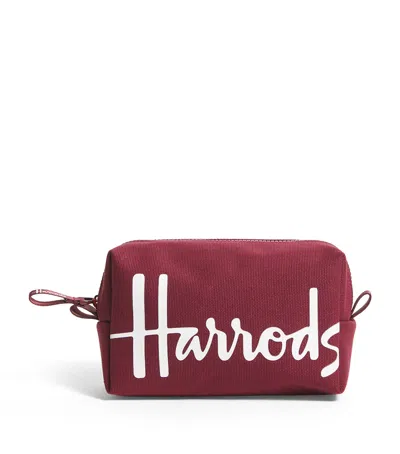 Harrods Cotton Logo Cosmetics Bag In Burgundy