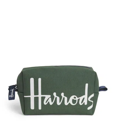 Harrods Cotton Logo Cosmetics Bag In Green