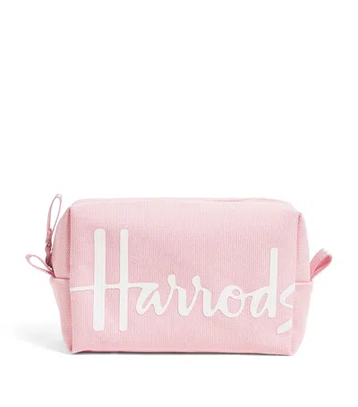 Harrods Cotton Logo Cosmetics Bag In Pink