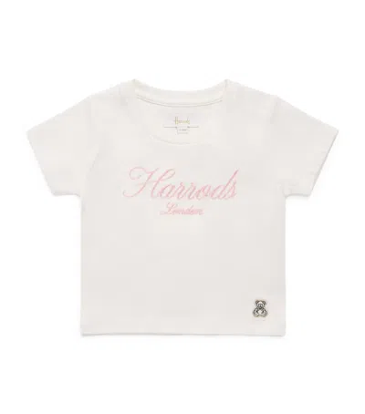 Harrods Kids'  Cotton Logo T-shirt In Ivory