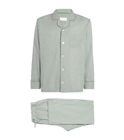 Harrods Cotton Stripe Pyjama Shirt In Gray