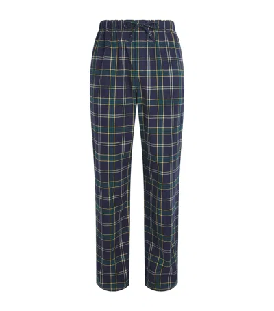 Harrods Cotton Tartan Pyjama Trousers In Navy