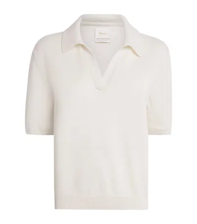 Harrods Cotton-cashmere Collared Sweater In Ivory
