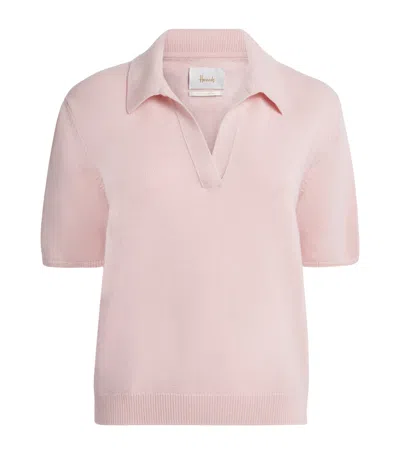 Harrods Cotton-cashmere Collared Sweater In Pink