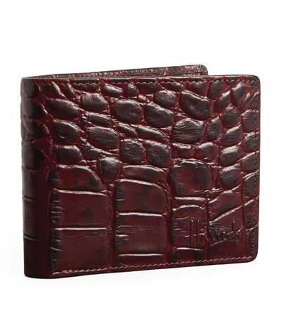 Harrods Croc-embossed Leather Wembley Wallet In Brown