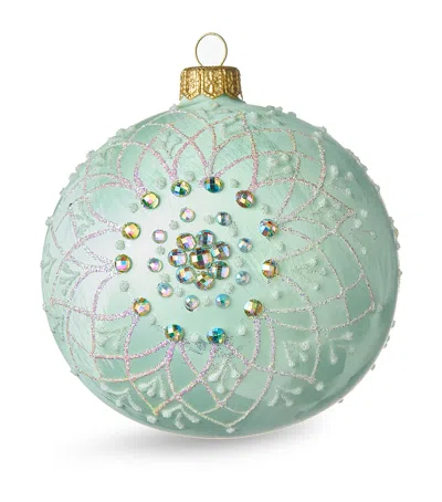 Harrods Crystal-embellished Flower Bauble In Green