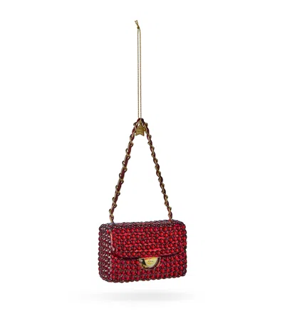 Harrods Crystal Handbag Tree Decoration In Burgundy