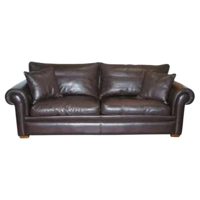Pre-owned Harrods Divine Duresta Garrick Three Seater Sofa Brown Leather Feather Filled